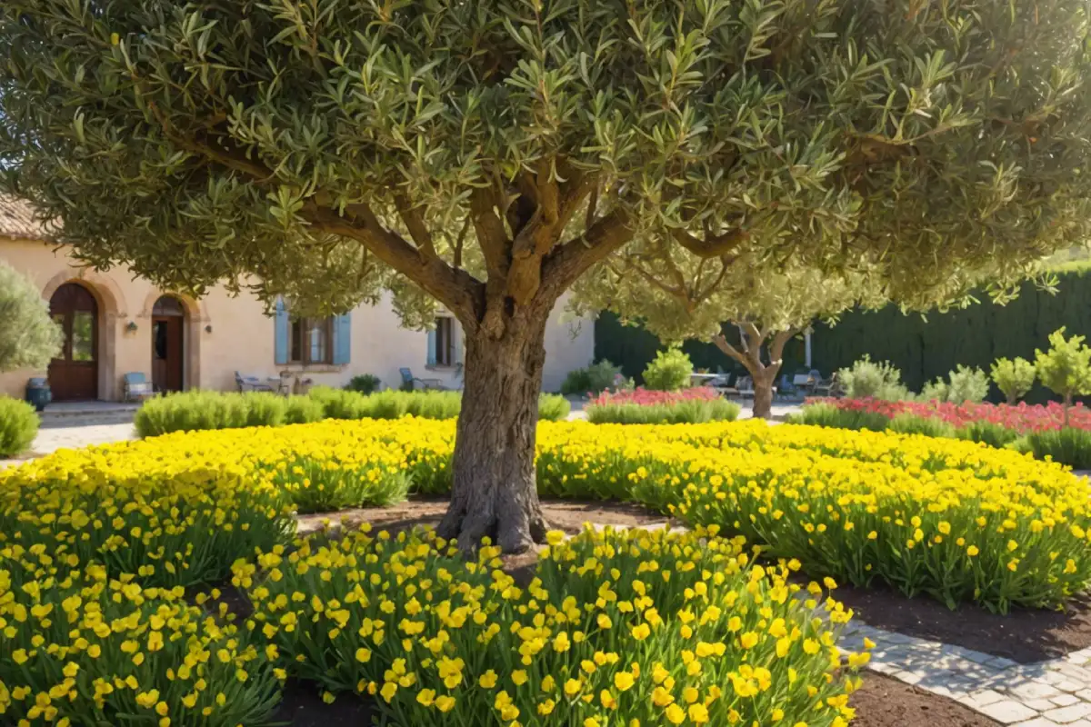 Comment aménager un beau parterre devant un Olivier au jardin ?