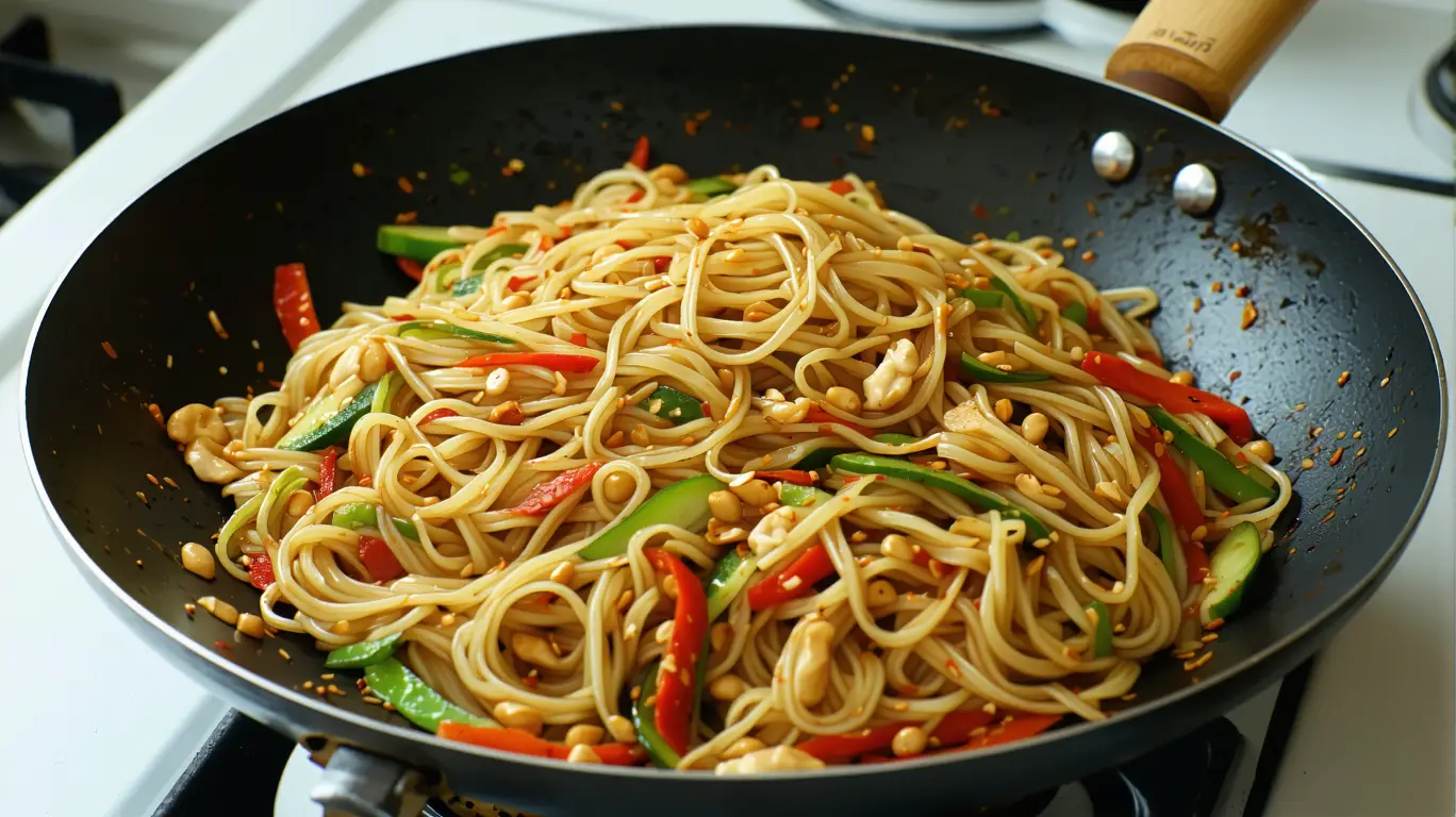 Wok de nouilles aux légumes à la chinoise